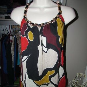 CHARLOTTE RUSSE MULTICOLORED HALTER TOP SIZE SMALL